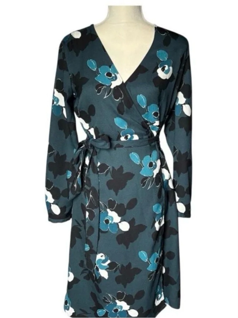 Banana Republic Floral Wrap dress-dark green